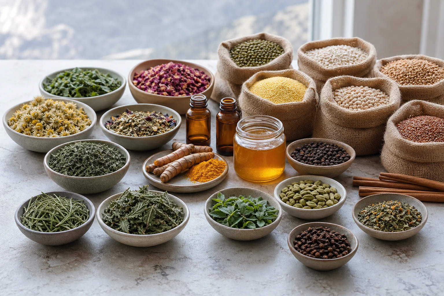 Hillcrops range of Himalayan herbs, flowers, spices, pulses, millets, oils, and honey